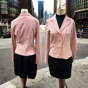 Steps Jacket Rose/ Worthington BlackSkirt+Top Sleeveless Suit,Sz S,Made in Usa.!